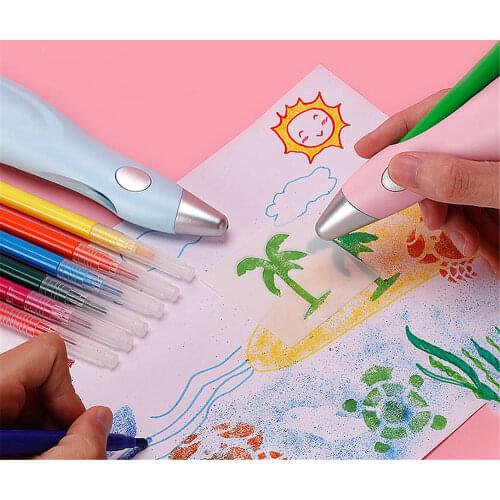 12 Colors Electric Airbrush Watercolor Pen Set USB Charging Electric Spray Pen Painting Drawing Set for Kids School Stationery