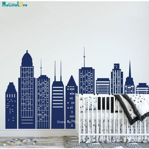 Large Cityscape Wall Decal Superhero Themed Room Decoration Ideas City Skyline Sticker for Home Poster Removable YT4311