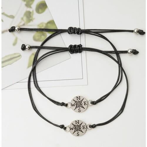 Distance Wish Bracelet Long Distance Friendship Compass Charms Bracelet Compass Jewelry Silver Color Compass Bracelets Gifts