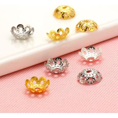 50 pcs 9mm Brass Flower bead cap Hollow Spacer Bead DIY for Jewelry Making Bracelet Findings Necklace Accessories