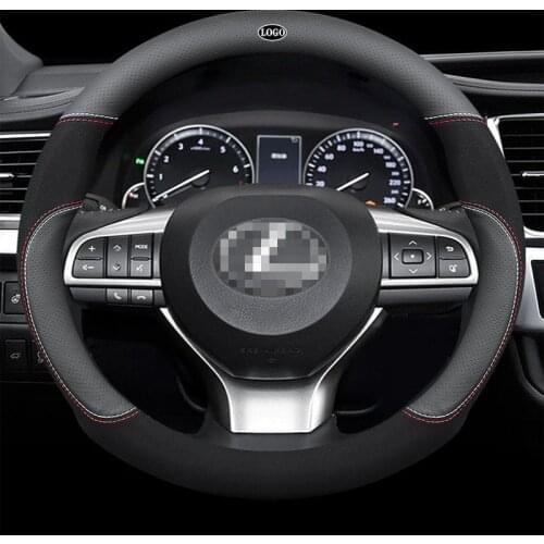 Genuine Leather Car Steering Wheel Cover 15 inch/38cm for Lexus RX350 LX GX LM ES300h NX300 LX570 UX200 CT200h 2019 2020