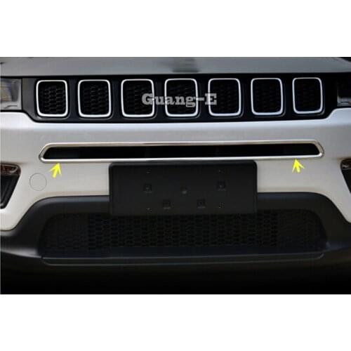 For Jeep Compass 2017 2018 2019 2020 Car ABS Chrome License Plat Racing Grid Grill Grille Hoods Panel Frame Moulding Bumper 1pcs