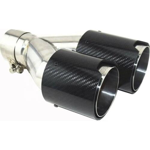 Dual Carbon Fiber Stainless Steel Universal AK Exhaust Tips Muffler End Pipes Left Side for BMW Series (Inlet 63mm)