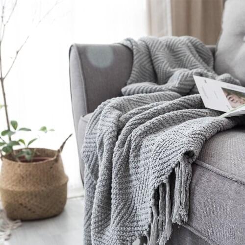 Z-shaped Cotton Knit Blanket Air-conditioning Blanket Sweatshirt Office Sofa Blanket Photo Props Simple Blankets for Beds