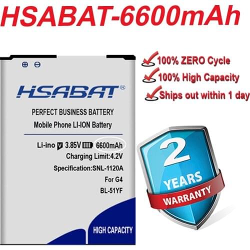 HSABAT 6600mAh BL-51YF BL-51YH for LG G4 Battery H811 H810 VS999 V32 VS986 LS991 F500 F500S F500K F500L H815 H81 H818 H819