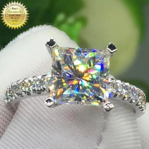 10K Au417 White Gold Ring Wedding Party Engagement Ring 1 2 3 4 5 Carat Square Princess Moissanite Diamond Ring Trendy Classic