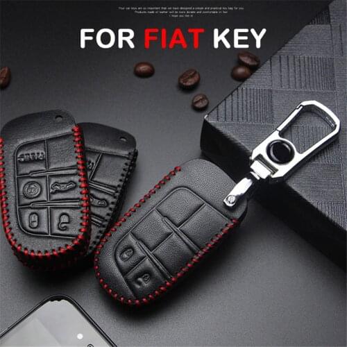 Leather Car Key Case Cover For Fiat 500 500l Panda Doblo Tipo Freemont Grande Punto Toro Uno Egea Key Chain Holder Accessories