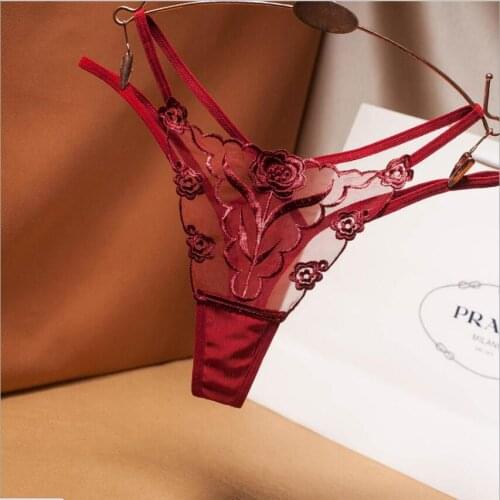 Lace Women Sexy Panties Underwear Transparent Thongs Low Waist Hollow Briefs Tanga Sexi Female Panty Erotic Lingerie S1616
