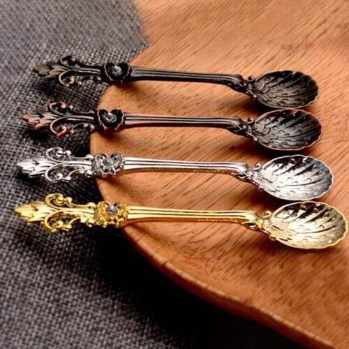 Coffee Scoops Stainless Steel Stirring Spoon Retro Flower Handle Spoon Mug Coffee Spoon Dessert Tea Spoon Coffeeware