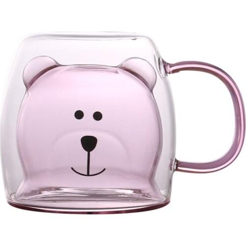 Cute Creative Glass Bear Double-Layer Coffee Cup Milk Cup