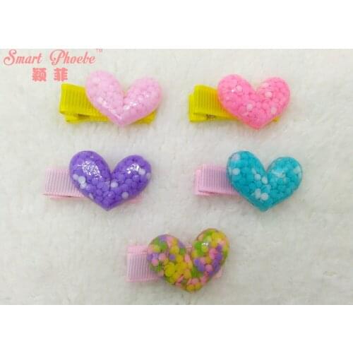 Boutique 20pcs Fashion Candy Color Cute Heart Hairpins Solid Kawaii Bowknot Plastic Heart Hair Clips Headwear Hair Accessories