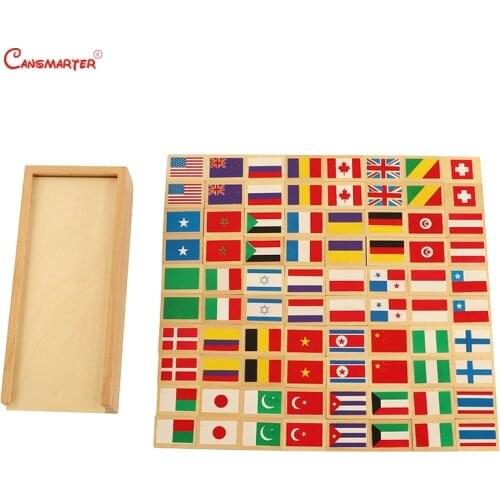 Montessori Flag Domino Boards Teaching Toys Wooden With Chinese Children House Flag Exercise Educational Toys Games GE040-33