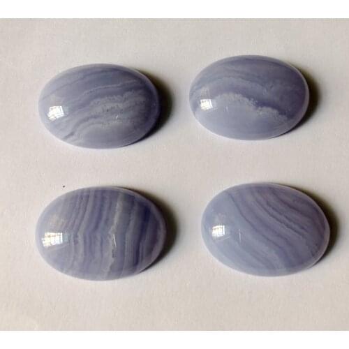 Natural Blue Lace Agates Gem stone Bead Caboch 18*25mm Oval CAB,blue Chalcedony Stone Jewelry Cabochon Ring face 2pcs