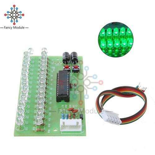 MCU Adjustable Display Pattern LED VU Meter Level Indicator Amplifier Audio 16 LED Dual Channel Green lamp light DC 8V to 12V