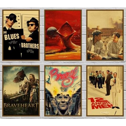 Old Movie Retro Poster Art Adornment Vintage Printed Living Decorative Painting Cafe Kraft Paper Posters Wall Stickers 42X30cm