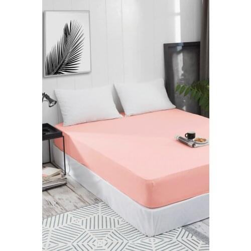 Pure %100 Cotton Combing Luxury Solid Pink Fitted Sheet Elastic Bed Linens Mattress Cover 160x200 Comfortable Modern 2020