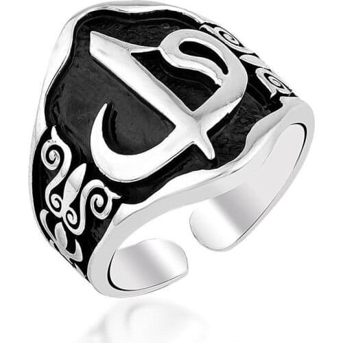 925 sterling Aleph Vav Motif Silver Ring