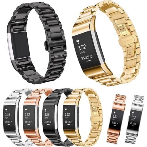 Replacement Stainless Steel Watch Band Strap Bracelet For Fitbit Charge 2 Smart Fitness Watch (4 Colors )