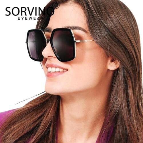 SORVINO Retro Designer GLITTER Hexagon Sunglasses 2020 Women 90s Lady Unique Bling Gold Square Summer Sun Glasses Shades SP136