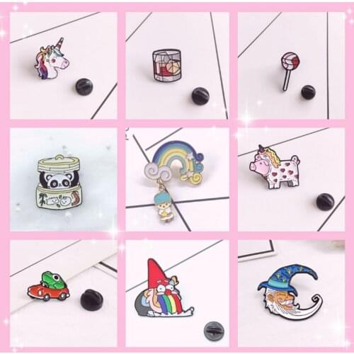 Stick Candy Frog Pig Ice Cup Enamel pin Cute Brooch Bag Clothes Lapel Pin Sasha Away Badge Cartoon Jewelry Gift For People