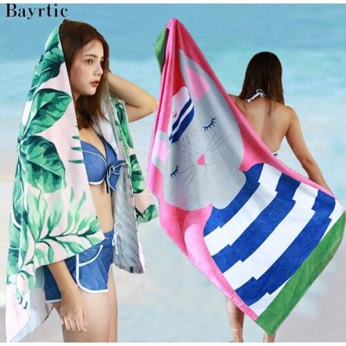 Thick Bath Towel Class a Formaldehyde-Free Cartoon Printing plus-Sized Large Cotton Beach Bath Towel Beach Towel 160cm
