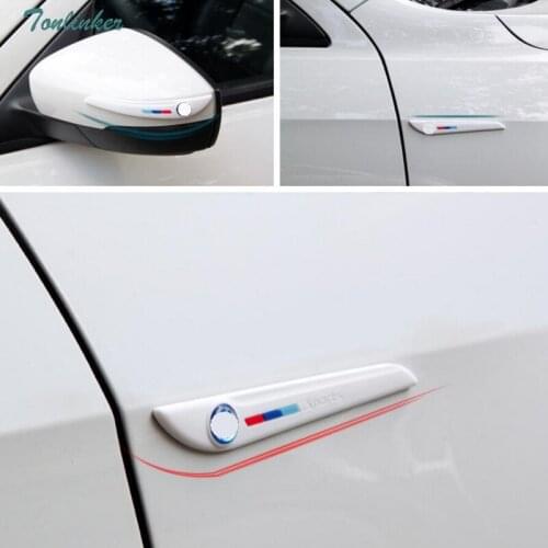 Tonlinker Rearview Mirror Sticker for Audi/Bmw/Ford/Skoda/Hyundai/Chevrolet/Volkswagen/KIA Car Styling 2Pcs Anti-scratch Strip
