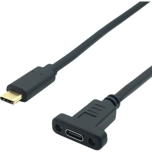 USB C Extension Cable USB 3.1 Data Video Cable USB-C Type C Male to Female Extender Connector with Screw Panel Mount Shielded