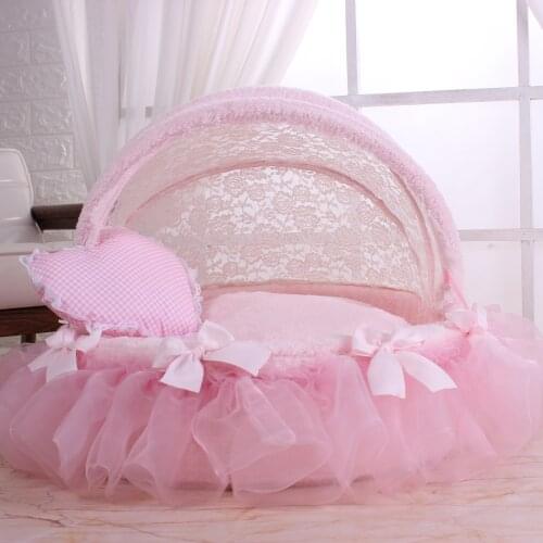 High-end fashion dog bed Palace style pet cradle bed Exquisite doghouse Lace dog cradle nest Luxury dog bed