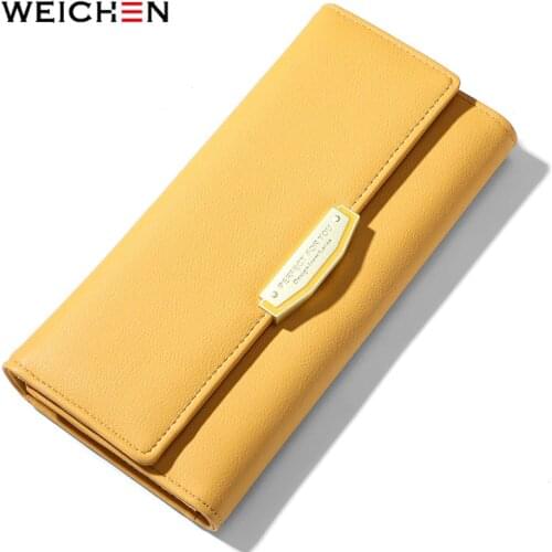WEICHEN Large Capacity Trifold Women Wallet Brand Designer Female Wallets Long Clutch Purse Leather Hand bag Brand Carteira NEW