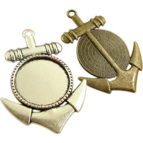10pcs Fit 20mm Anchor Pendant Blanks Setting Bases Tray Zinc Alloy for Glass Gem Cameo Cabochons Diy Jewelry accessories 3 Style