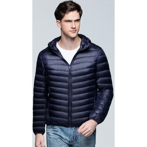 Winter Jacket Men Coat Duck Down Jacket New Ultra Light Thin Hooded Down Coat Portable Windproof Puffer Parkas Male Overcoat