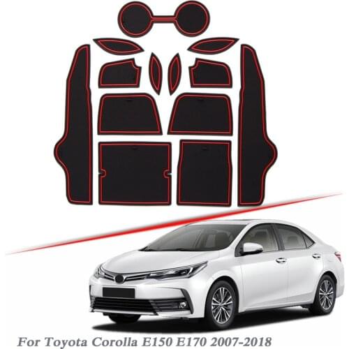 15pcs Car Styling For Toyota Corolla E150 E170 2007-2018 Latex Gate slot pad Interior Door Groove Mat Non-slip dust Accessory