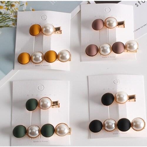 2PCS Spring Candy Scrub Bead Hairpins Hair Accessories Hit Color Imitiation Pearl Hair Clips Barrettes Women Hairgrip