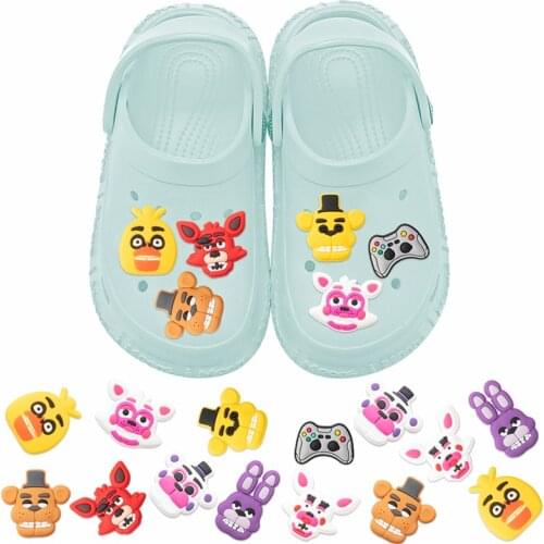 20Pcs FNAF Shoe Charm Video Game Clogs Decoration Wristband Toddlers Cartoon Slip on Freddy Bracelet Party Supplies for Children