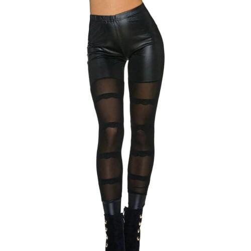 Cheap Black Sheer Mesh Detail Skinny Leggings LC79853
