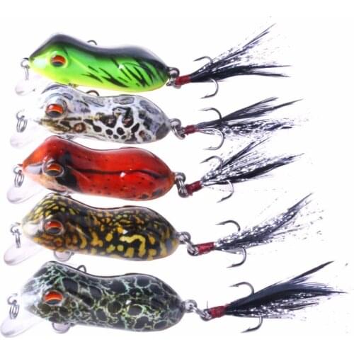 5Pcs Bionic Frog Fishing Lures 5cm 6g Frog Hard Bait Floating Bass Pike Perch Catfish Snakehead Artificial Fishing Crank Bait
