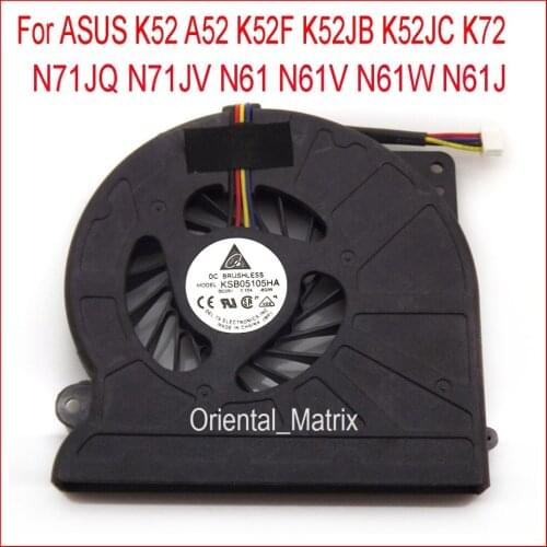 Free Shipping New KSB05105HA 4G99 For ASUS N71JQ N71JV N61V N61W N61J K52 A52 K52F K52JB K52JC K72 Laptop CPU Cooling Fan
