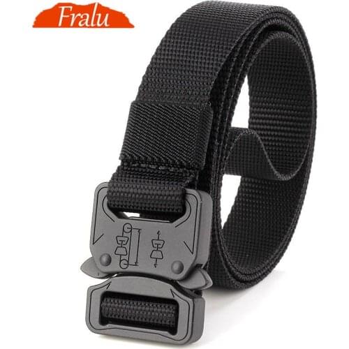 FRALU Combat Safety Knock Off Tactical Belt Men Military Equipment Heavy Duty US Army Belts Metal Buckle Nylon Waistband 2.5cm