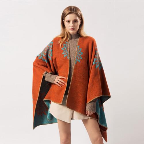 Brand Designer Cashmere Scarf Women 2020 New Fashion Fork Opening Ponchos Ladies Winter Pashmina Thicken Warm Shawls And Capes