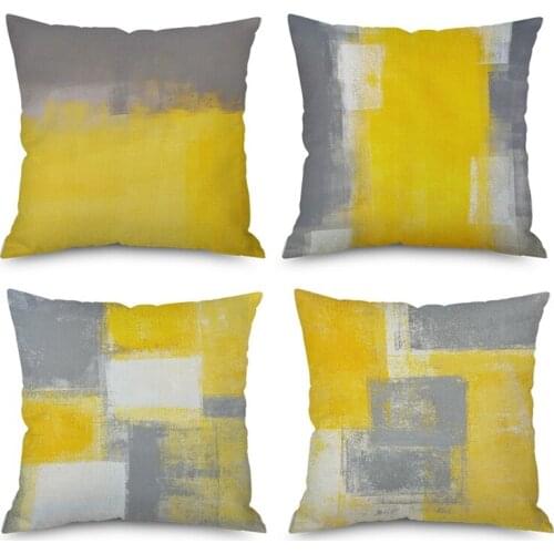 Yellow Abstract Decorative Pillows Case Decor Sofa Cushion Cover Throw Pillowcase 45X45cm