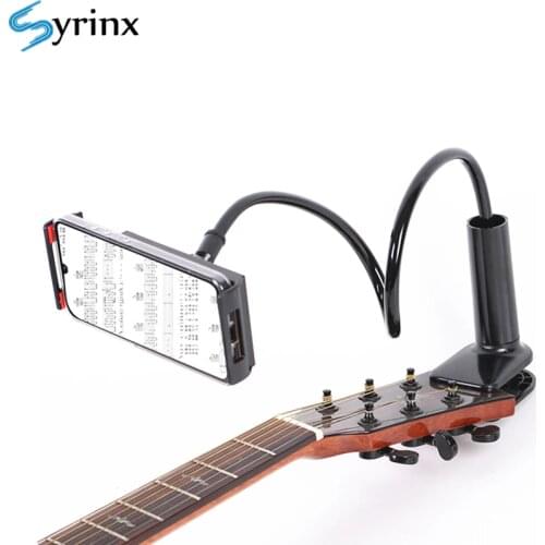 Guitar Cell Phone Clip Holder Stand Long Arm Desktop Mount Bed Lazy Bracket for Iphone 11 X Pro Mobile Holder Music Live Support