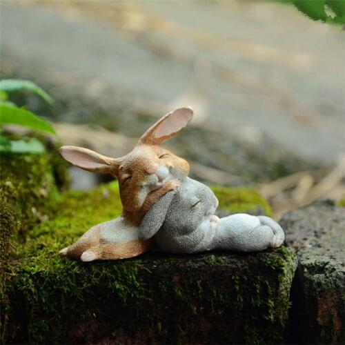 Rabbit Animal Figurines Garden Decoration Outdoor Ornament Desktop Miniatures