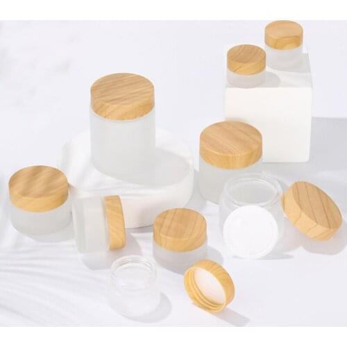 5g 10g 15g 30g 50g Cosmetic Jars Cream Empty Makeup Face Cream Refillable Containers Packing Bottle With Wood Grain Cover
