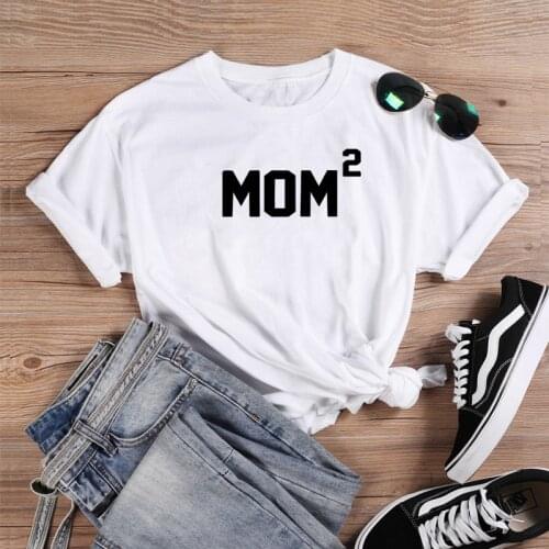 Mom Printed Tshirt Summer T Shirt Women O-neck Cotton Short Sleeve Funny Tops Women Loose T-shirt Femme Black & White