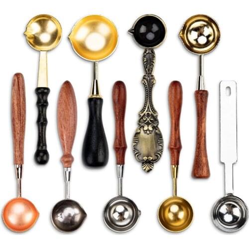 Sealing Wax Spoon Seal Stamp Beads For Vintage Craft Envelope Wedding Wax Seal Ancient Sealing Wax Stamp Wooden Handle Spoon