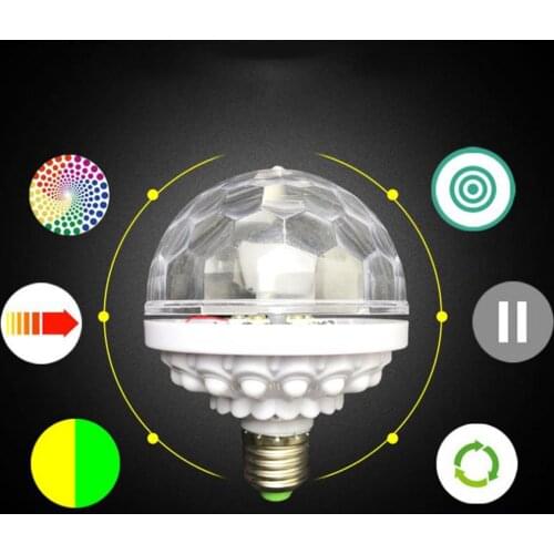 Color Changing LED Strobe Light Bulb Multi Crystal Stage Lights E27 Lamp for Indoor & Outdoor Parties, Photography
