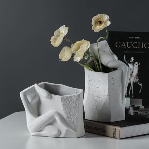 Nordic Creative Human Body Vase Decoration Living Room Flower Arrangement Pure White Floral Art Porch Home Decoration P38