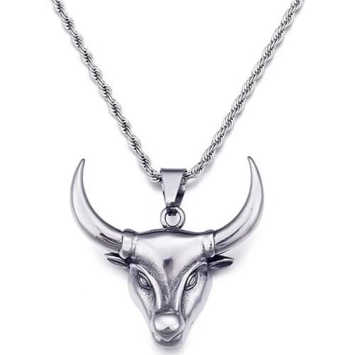 New Simple stainless steel jewelry Mens titanium steel pendant Unisex cow head