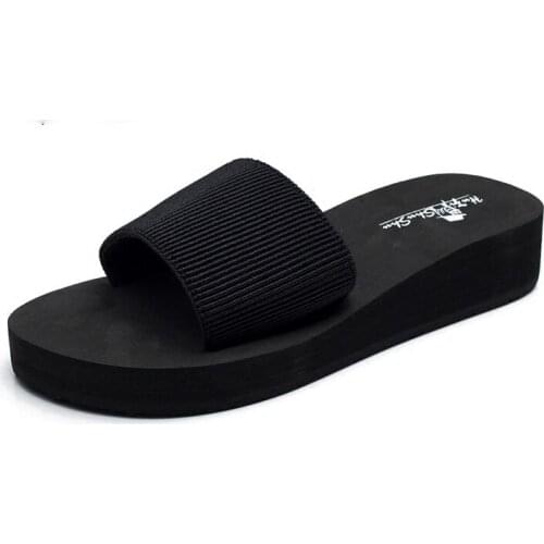 Summer Womens Shoes Flat-Bottomed Thick-Soled Casual Non-Slip Beach Soft Shoes Simple Waterproof Mid-Heel Sandals And Slippers