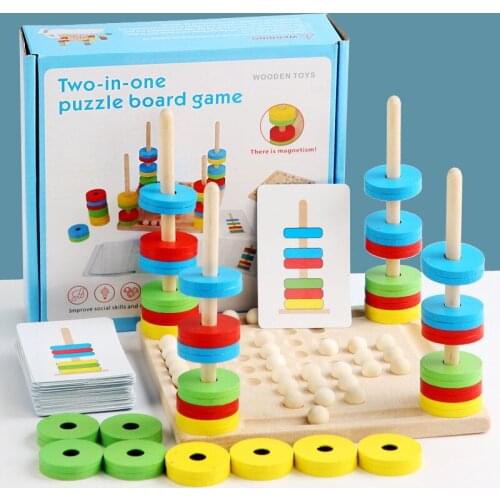 2021 Hot Sales Wooden Magnetic Ferrule Ring Puzzle Board Game Educationl Magnetic Hoop Funny Parent-Child Toys For Children Gift